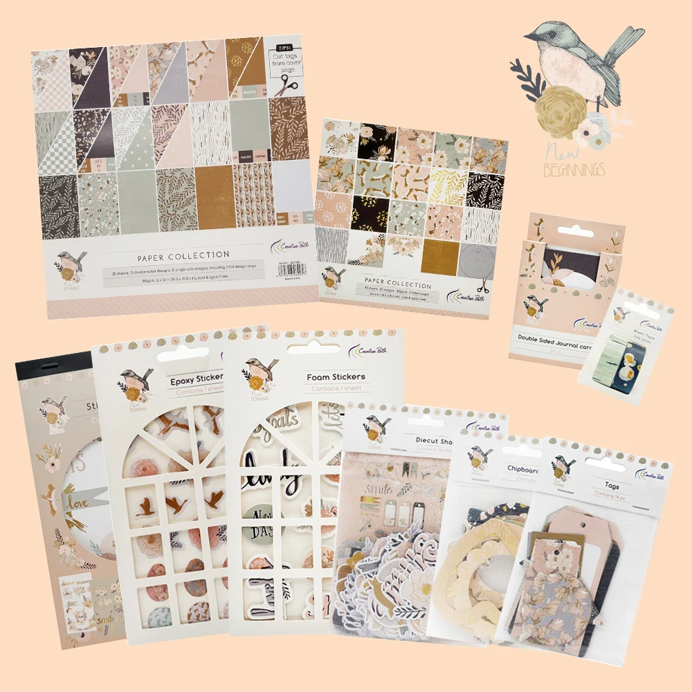 Kreativer Weg Neuer Anfang Scrapbooking Journaling Komplettsets Dekorative Papiere Stanzformen Journalkarten Aufkleber DIY Bastelset – Detail 1