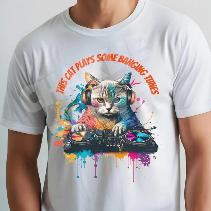 

Мужская футболка Dj Drum Bass Junglist Disco Funk Funny Idea Birthday Cat