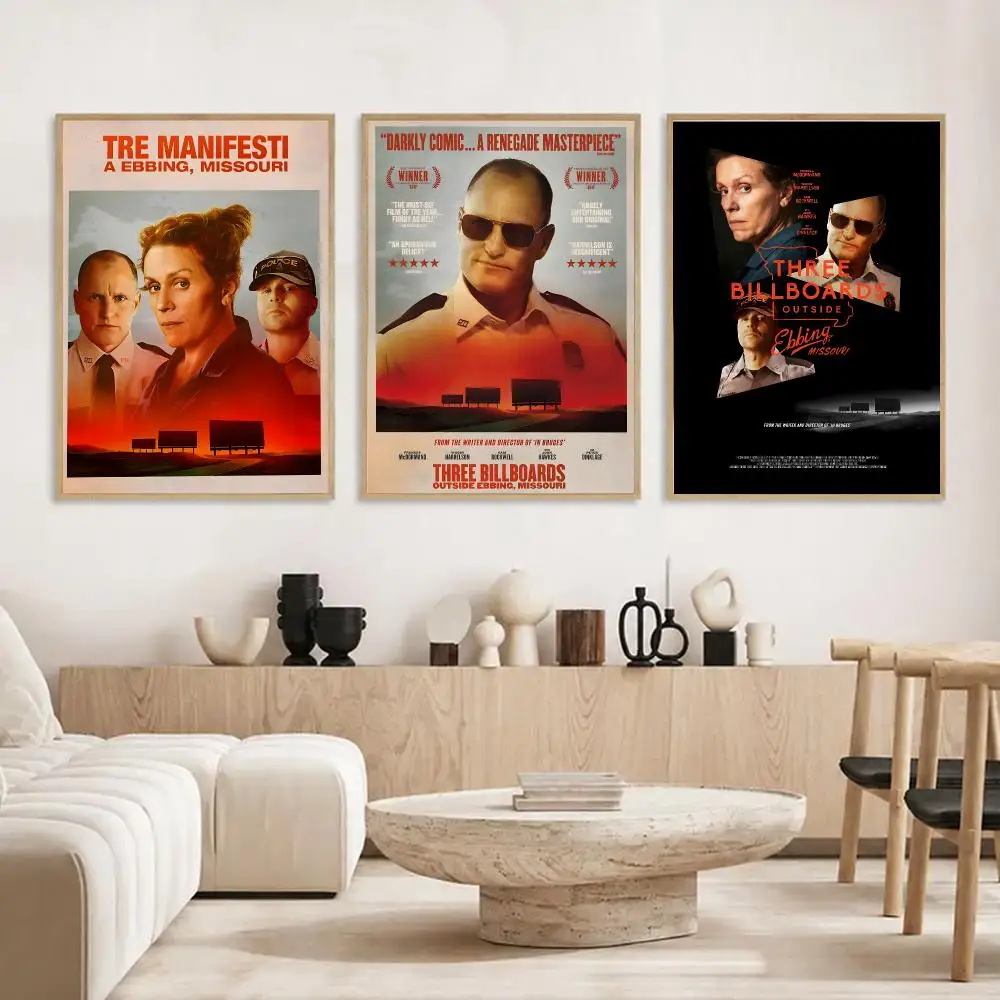 Three Billboards Poster HD Printed, Self-Adhesive, No Residue on Removal, Dorm & Bedroom Decor，gift