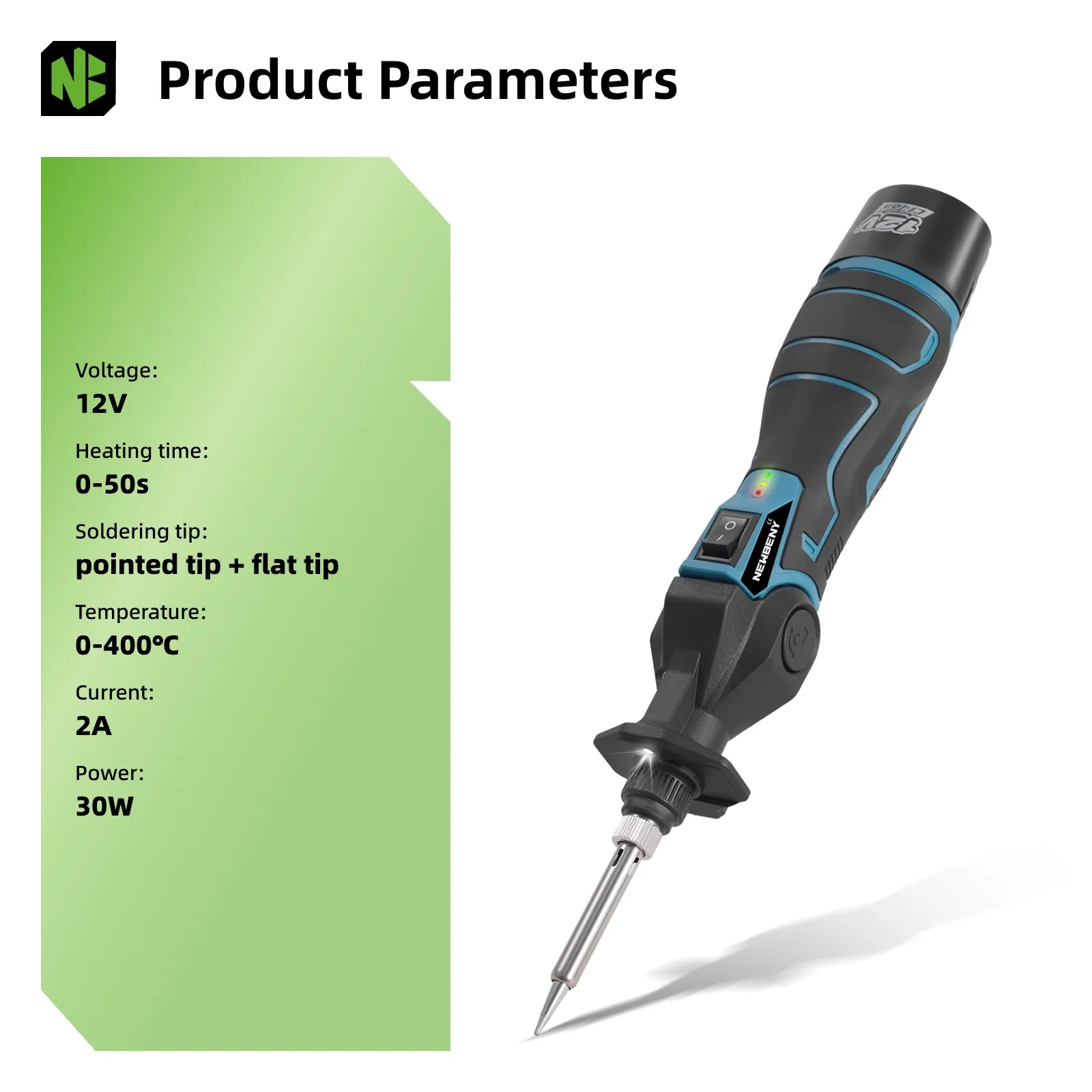 نيوبيني 400 ℃ مسدس لحام كهربائي لاسلكي 30 وات 90 ° مسدس لحام قابل للتعديل لتدفئة مصاصة اللحام 12 فولت، أداة إزالة PowerTool #2