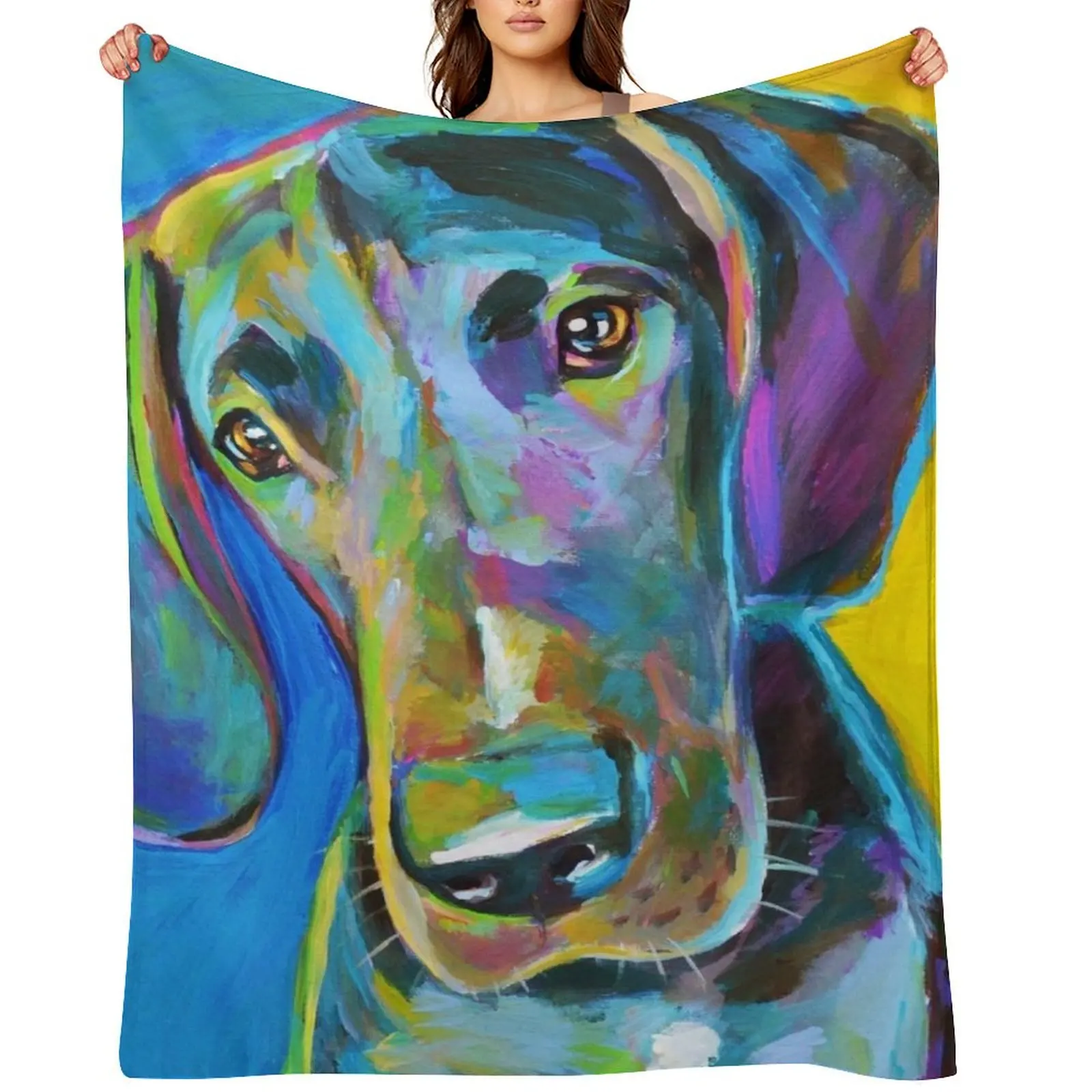 

Colorful GREAT DANE Painting by Robert Phelps Throw Blanket Furrys blankets ands Thins Bed linens Blankets