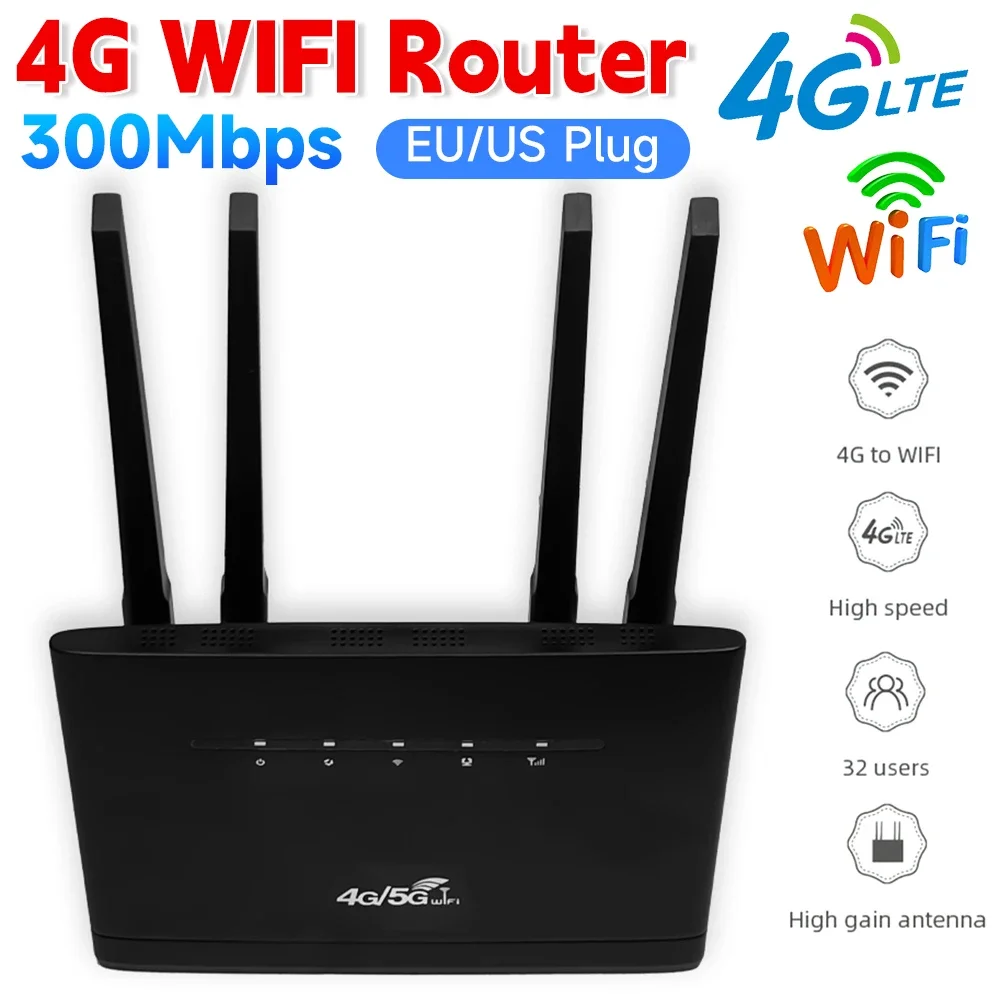 4G CPE Router 4G WIFI Router RJ45 WAN LAN with SIM Card Slot Wireless Modem Support 32 Users Wireless Internet Router for Home