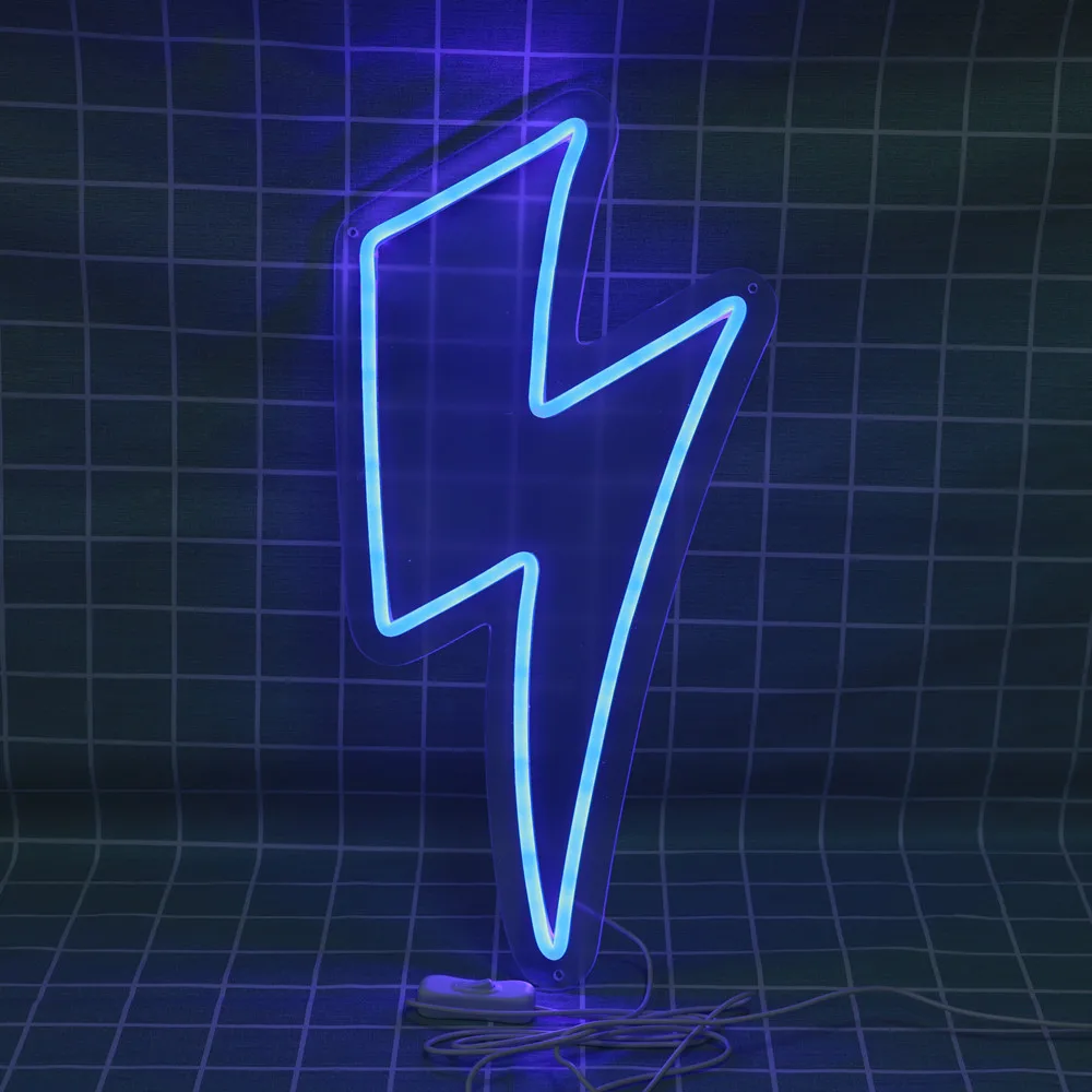 

Lightning LED Neon Sign Flash Hanging Wall Lamp, Room Decor, USB Power Flex, Acrylic Hanging Party Atmosphere Neon Bulbs