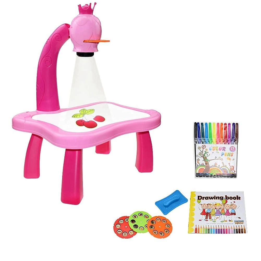 

Children's Drawing Projector Table Tracing and Drawing Projection Toys Early Education Learning Projection Board,Pink