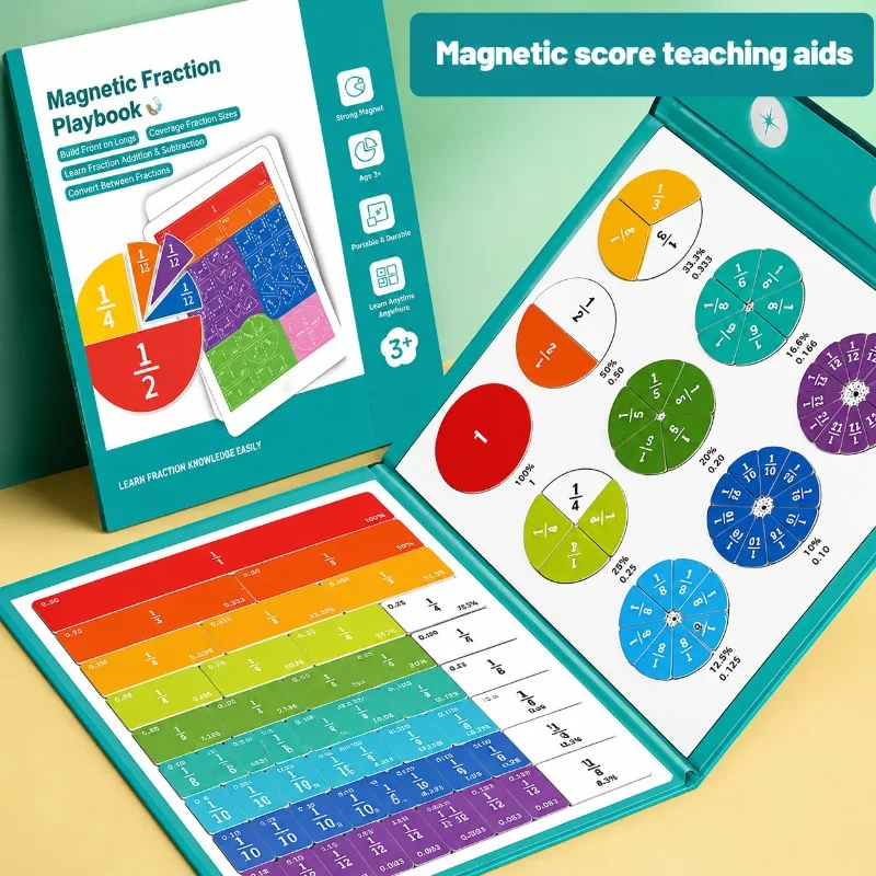 Magnetic Fraction Demonstration Tool for Kids Math Learning, Magnetic Fraction Tiles Circles Set, Educational Manipulatives for