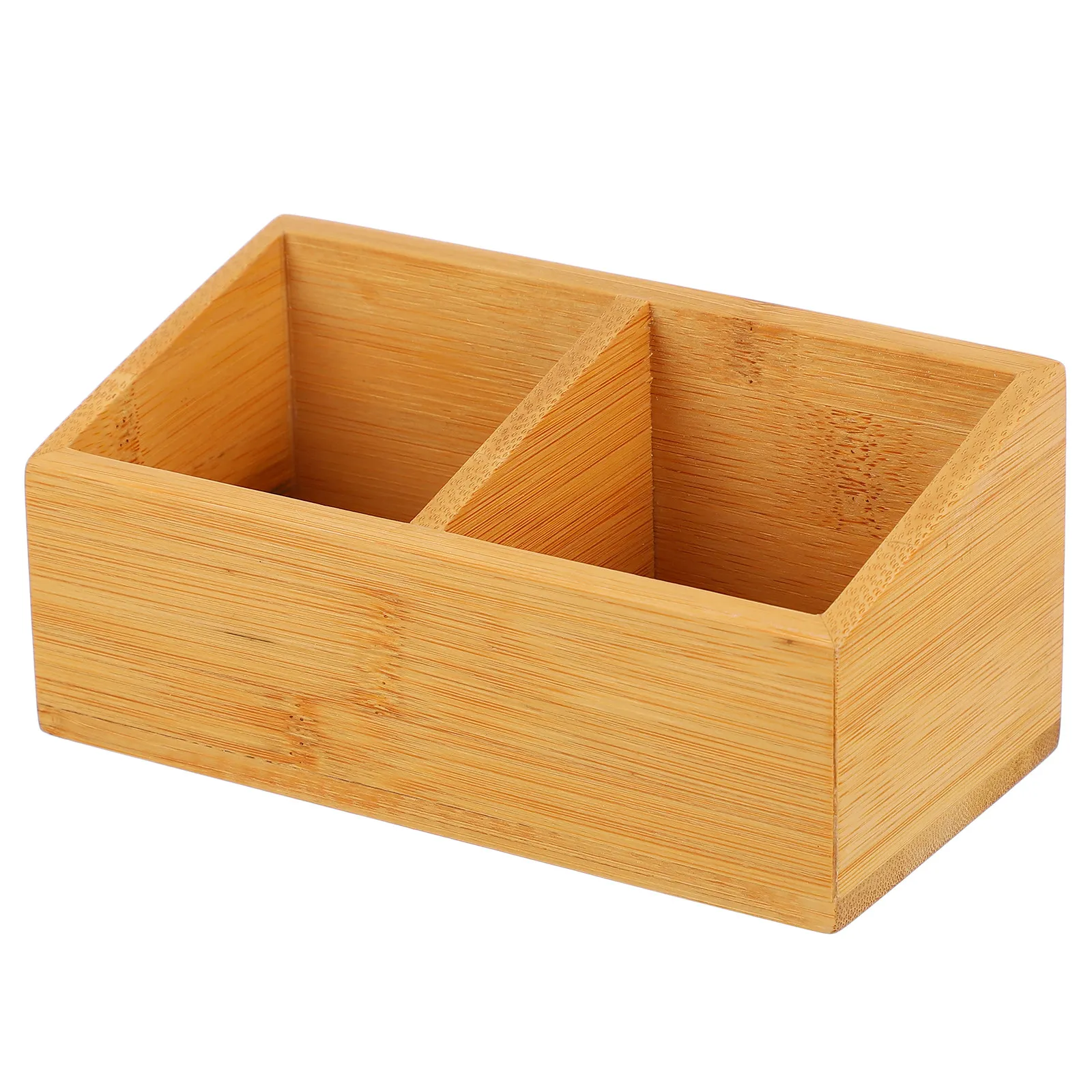 Double Compartment Wooden Tea Box Storage Organizer for Tea Bags Sugar Coffee Snacks Kitchen Counter