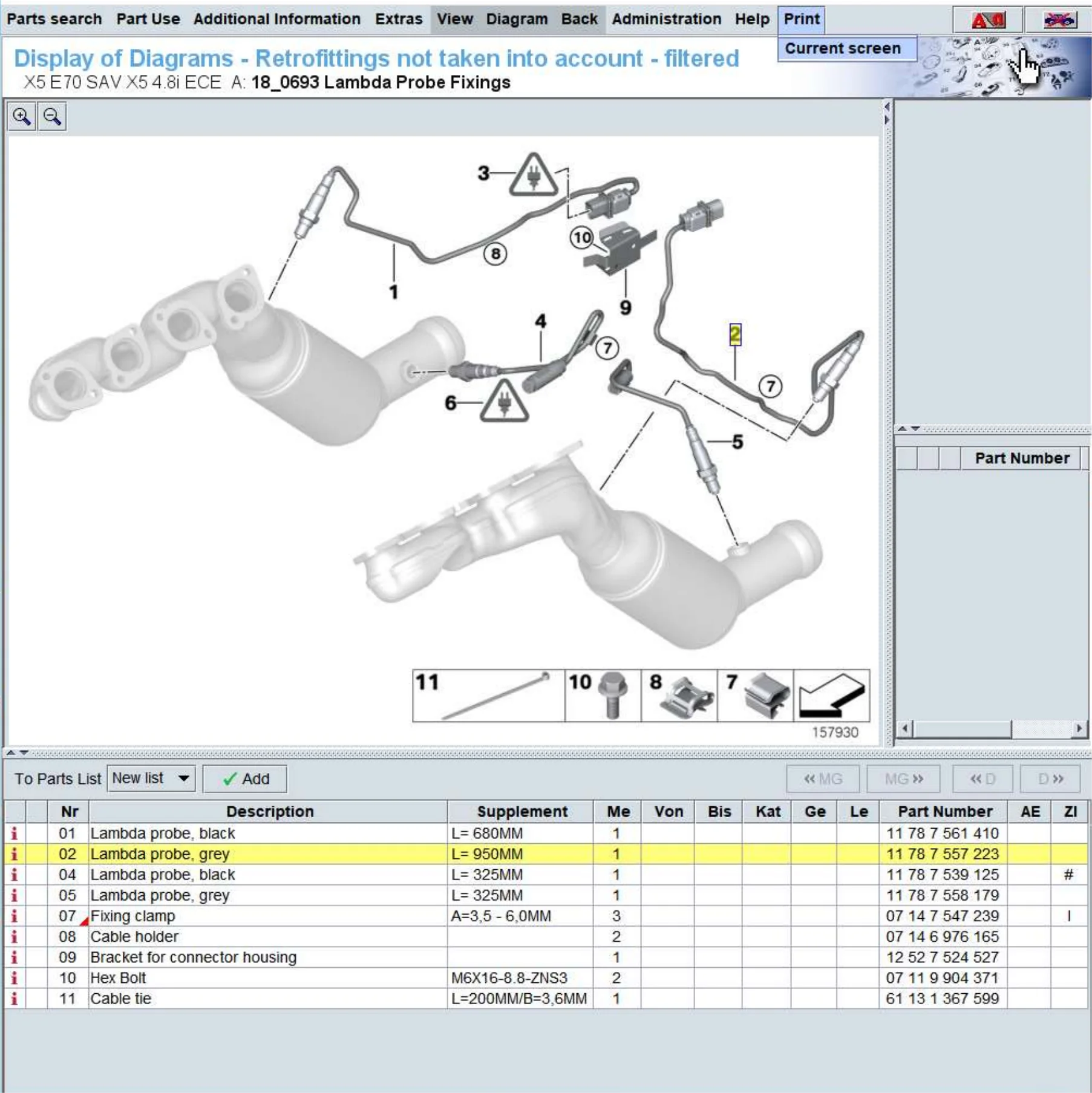 Suitable for BMW Lambda probe, grey 11787557223 Exhaust Gas Oxygen Sensor X5 E70 4.8i 2006-2013