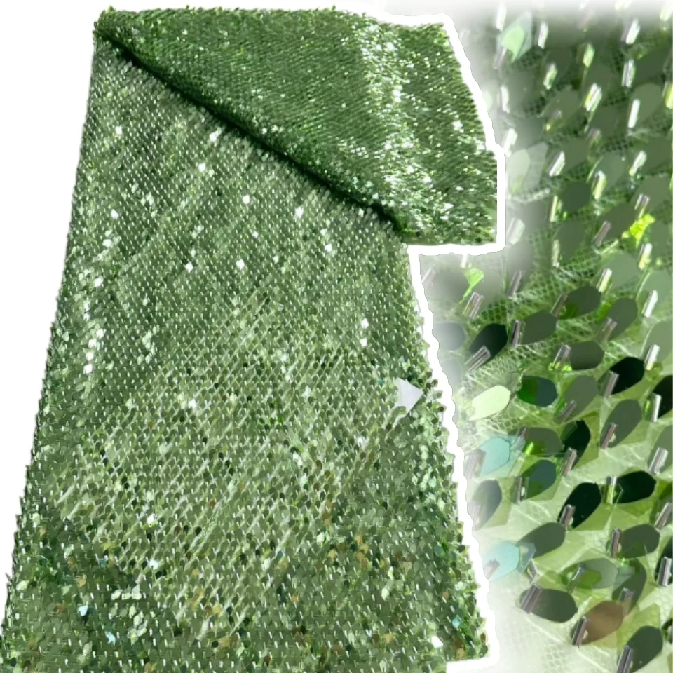 

Роскошная изысканная французская зеленая кружевная ткань с блестками, Африка, Нигерия, Тюль, кружевная ткань для женщин, шитье свадебного платья, 5 ярдов, TP1417