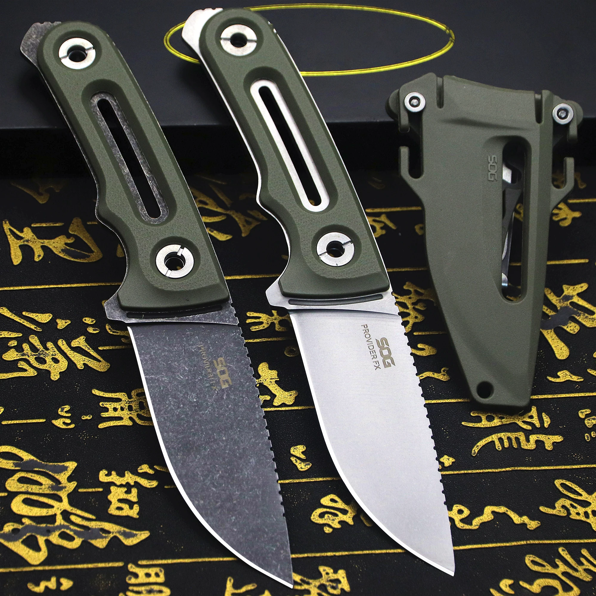 U.S.A  DC53 steel All Tang One fixed camping knife, outdoor survival adventure EDC tool knife, jungle hunting knife