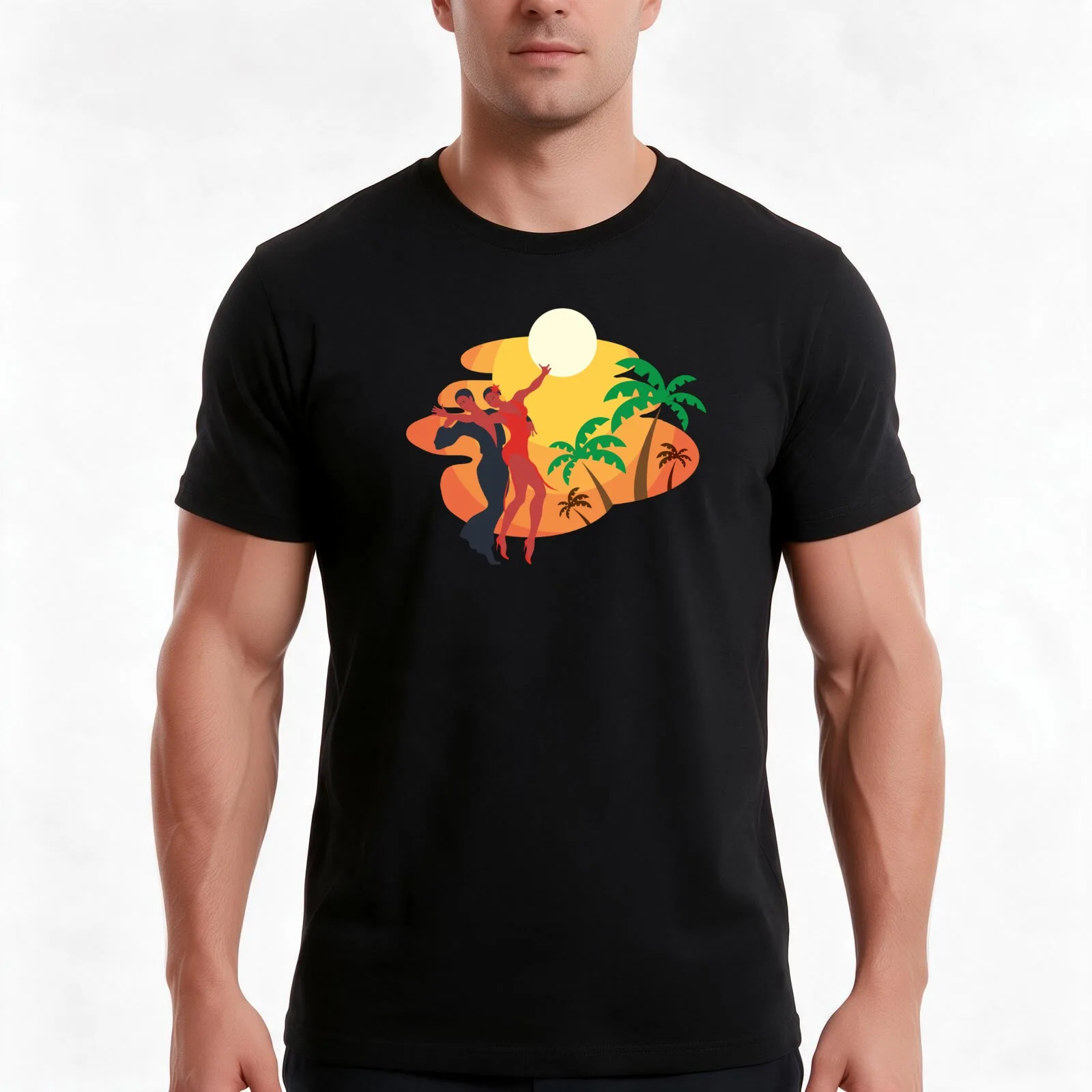 Salsa Dancing Dancing Couple Birthday Tropical Gift Idea T-Shirt, Summer Casual Cotton Tee, Oversized Streetwear Tops