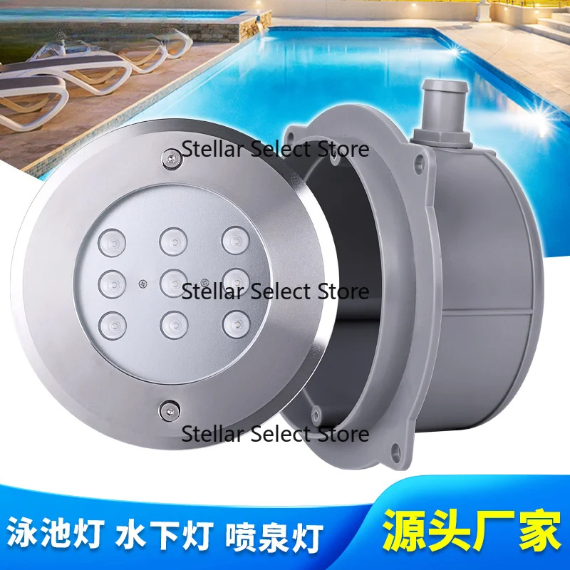 LED Embedded Pool Light IP68 Waterproof All Stainless Steel Casing Outdoor Buried Underwater Pre-installed Lamp
