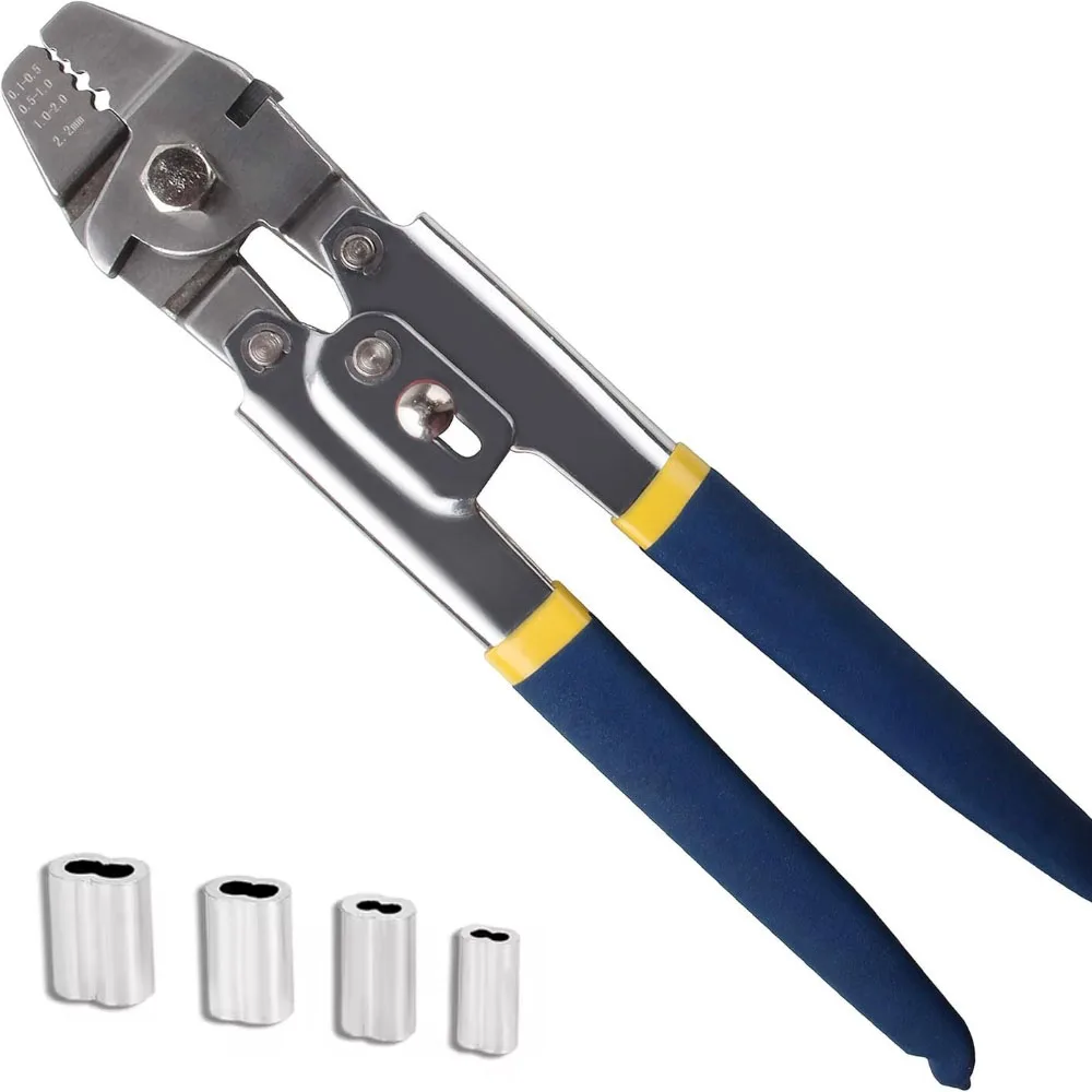 Tang Crimping Tali Kawat Ferrules Aluminium-Menampung Kabel Hingga 2.2Mm untuk Lengan Loop dan Penjepit Kit Alat Crimper Swaging