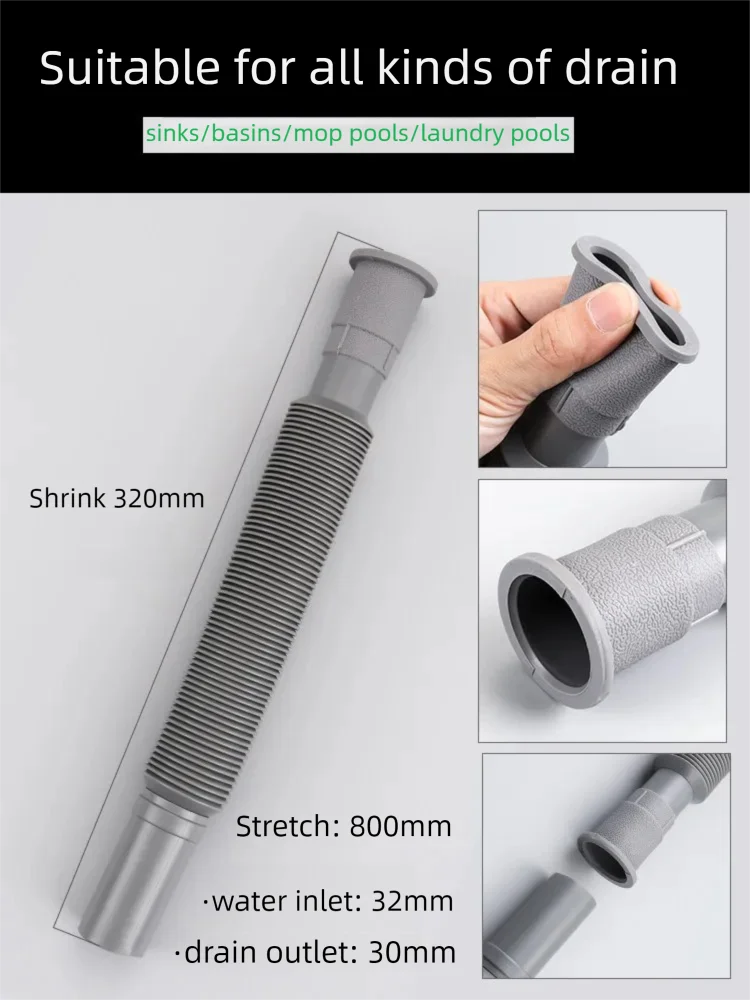Universal Plastic Flexible Kitchen Basin Strainer Sink Extension Washbasin Drain Hose Pipe For Bathroom Kitchen Accessories