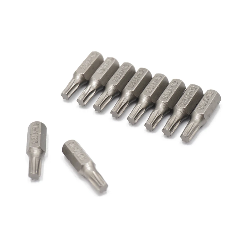 10Pcs 1/4" 25mm Torx T25 Screwdriver Bit Set Repair Tools ScrewdriversKit Hex Shank Drill Bit For Power Household Hand Tools