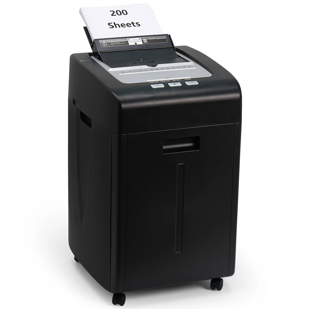 200 Sheets 35L P5 Auto-Feed Paper Shredder Mobile Cross-Cut Security Device CD Staples Destroyer Suitable for School/Office