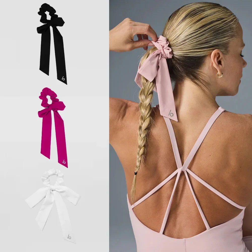 

LO Solid Color Yoga Hair Accessories for Women Cute Sweat Absorbing Bow Hair Loop Adjustable Fixed Ponytail Football Headband