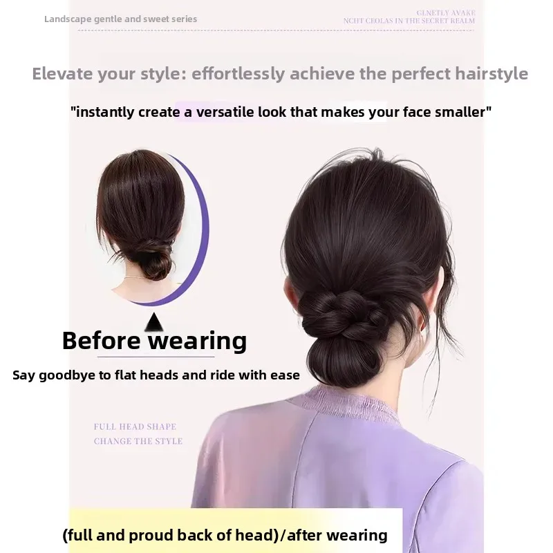 شعر مستعار كسول للنساء مع مخلب شعر، شعر صناعي، ريش الدجاج، رأس برعم الزهور، حزمة شعر وهمية، ذيل من الألياف الآسيوية #2