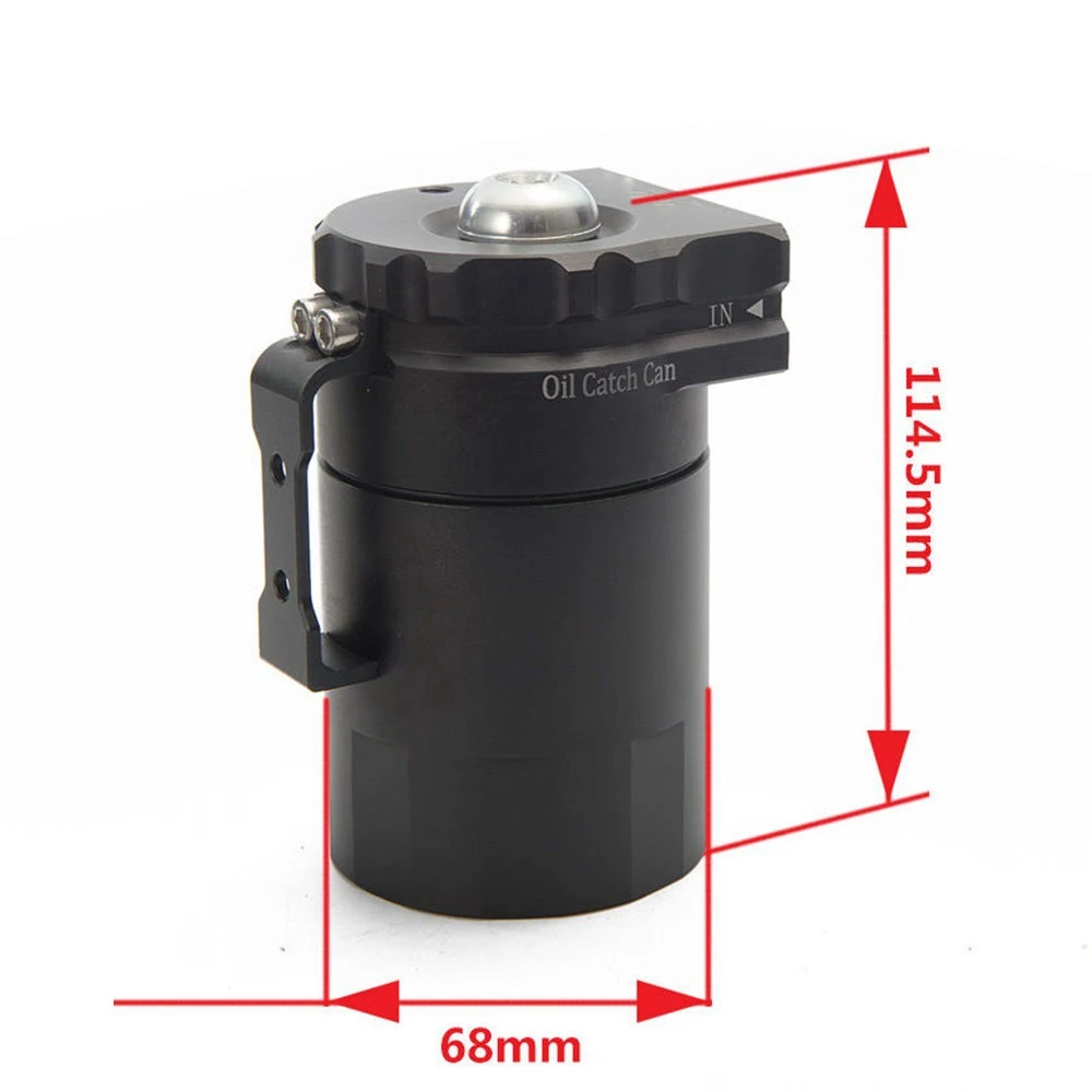 Baffled Aluminum Oil Catch Can Reservoir Tank / Oil Tank With Filter Universal 9mm / 13mm / 15mm fittings