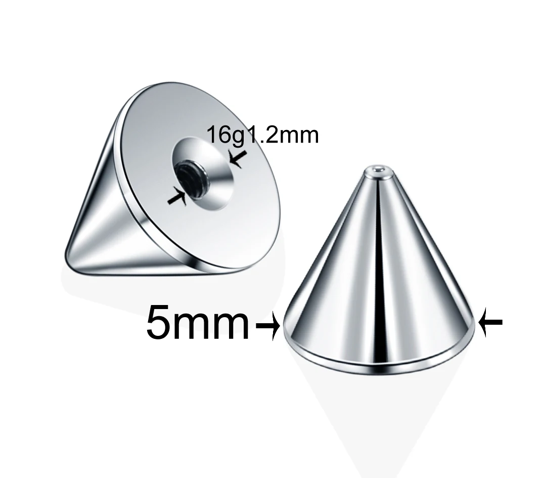 100pcs/lot Steel 14G 16G Screw Spike Replacement Accessories for Eyebrow Tongue Belly Lip Nose Septum Earring Stud Piercings