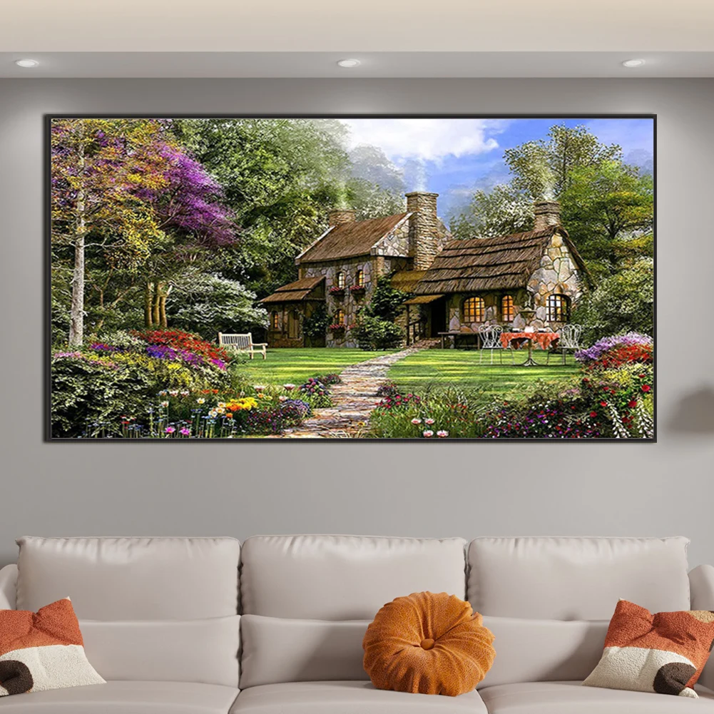 5D DIY الحفر المستديرة الكاملة الماس الفسيفساء المشهد حجر الراين مجموعة الرسم داخلي غرفة المعيشة غرفة نوم مكتب ديكور #2