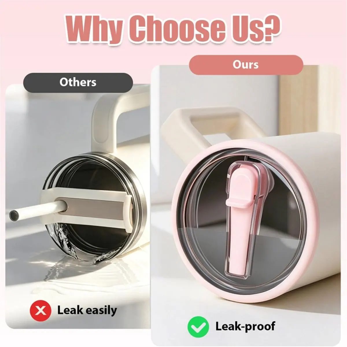RECOMMENDATION  4 Pack Replacement Lids for HydroJug 40oz Travel Tumbler with Handle, Spill-Proof Water Bottle Lids Pink