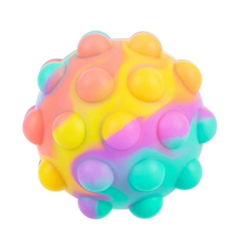 Rainbow Ball Push Bubble Antistress Cube Decompression Toys Squeeze 3D Elastic Ball Stress Relief Sensory Toy For Kids Gift