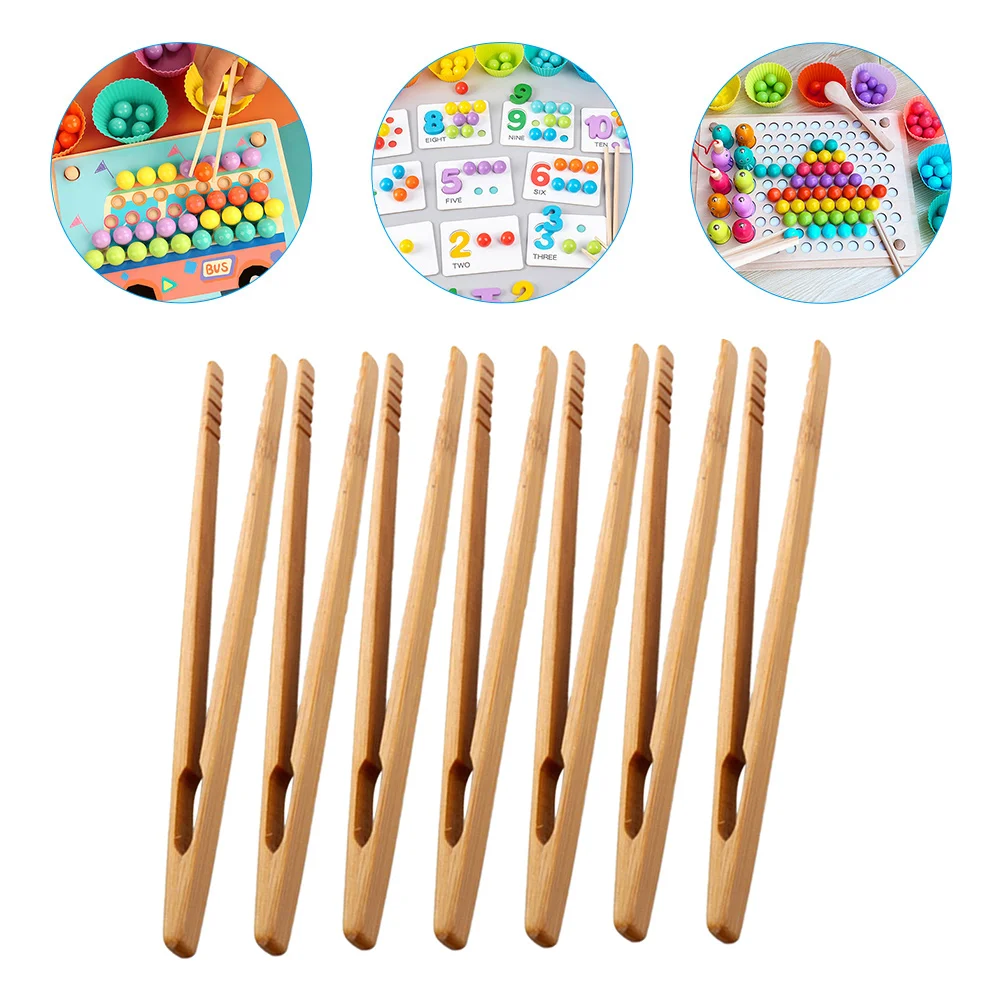 7 Pcs Wooden Tweezers Tool Children's Toys Motor for Educational Precision Set Fine Skills Training Kids Parent-child