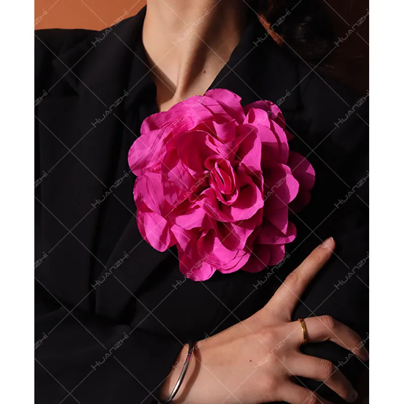 16CM Personality Exaggerated Elegant Big Flower Brooch for Women Girl  Dinner Dress Pin Wedding Host Suit Corsage HUANZHI 2024