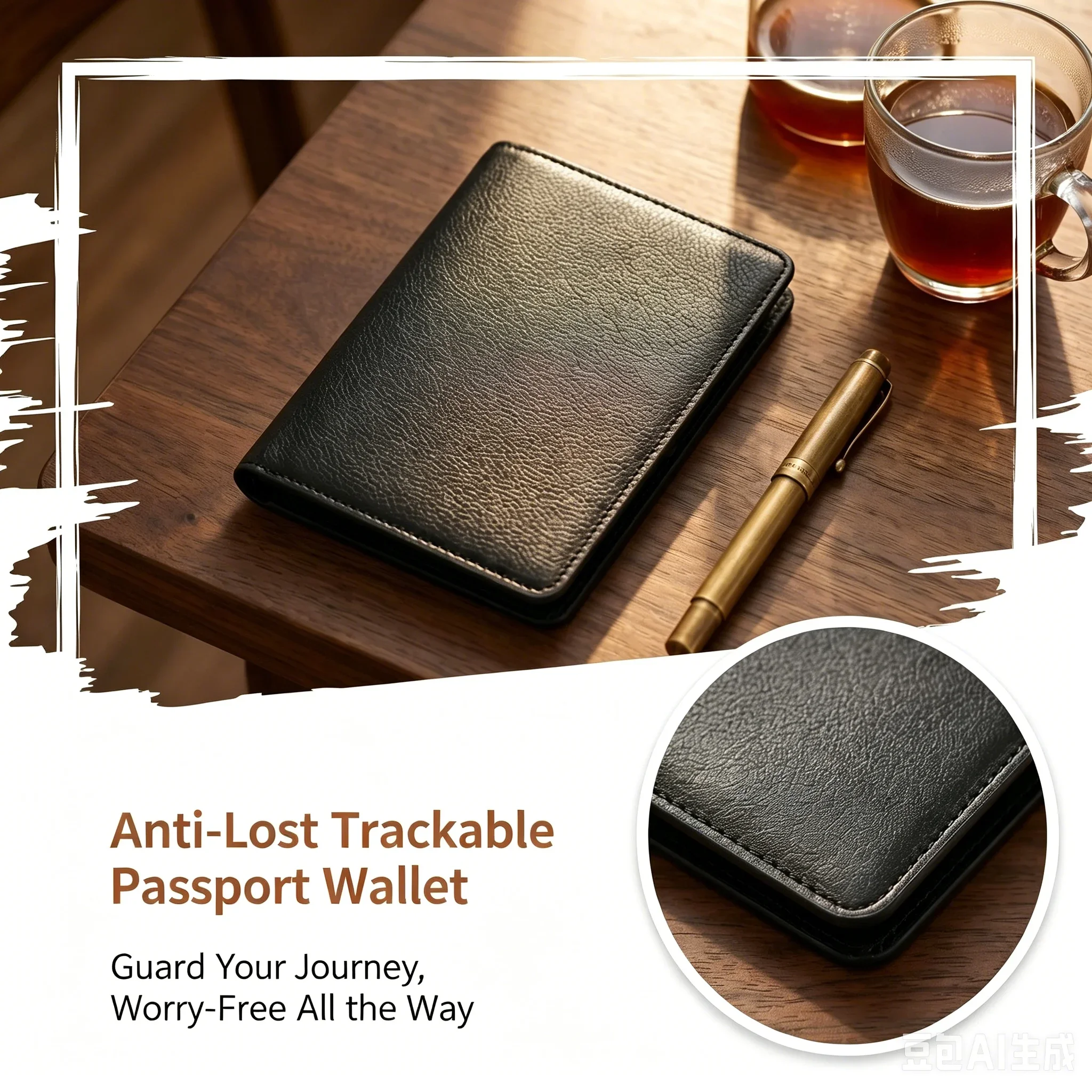 Smart Passport Holder Cover Positioning device PU Passport Holder For Apple Find My Anti Lost Device Precise With anti-tracking