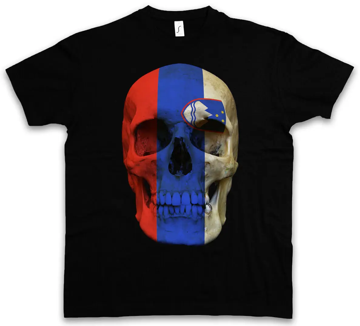 

CLASSIC SLOWENIA SKULL FLAG T-SHIRT - Biker MC Banner Shirt Sizes S - 5XL