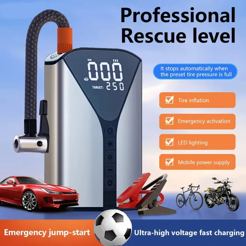 PCMOS luchtcompressor met auto Jump Starter Auto Starter Emergency Jump Booster Starter Bandenpomp Luchtpomp