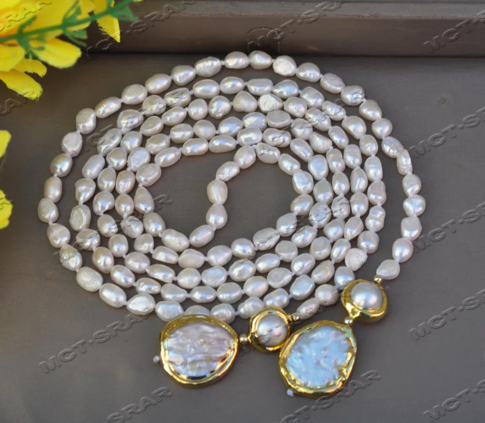 

MTC·STAR Z11621 50" 22mm White Coin Pearl Baroque Freshwater Pearl Necklace