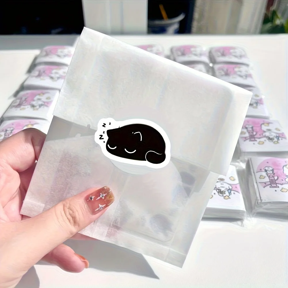 500pcs/roll Cute Black Cat Stickers Cartoon Self Adhesive Labels Animal Stickers for Journal Gift Sealing DIYCrafts Packaging view 3