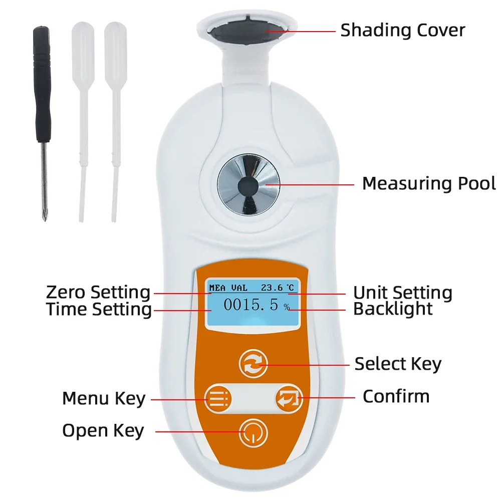 Измеритель сока и меда 0-32% рефрактометр Brix для жидкости, прибор для измерения содержания сока, сахара, цифровой рефрактометр Brix