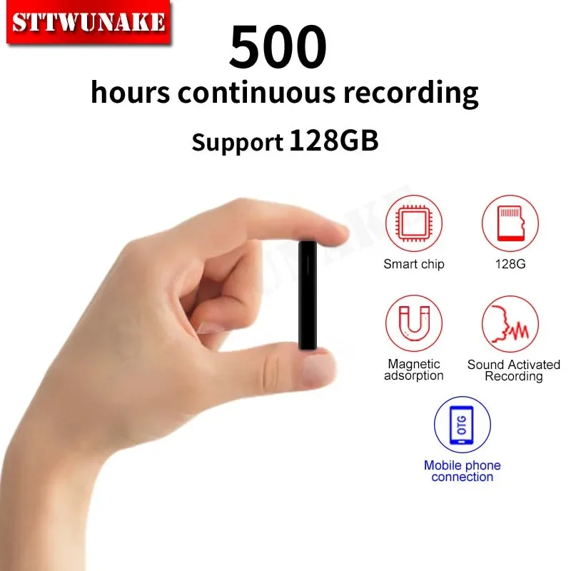 

500 Hours Time Mini Voice Activated Recorder Built-in Magnet Small Digital Audio Recording Device Sound Dictaphone STTWUNAKE