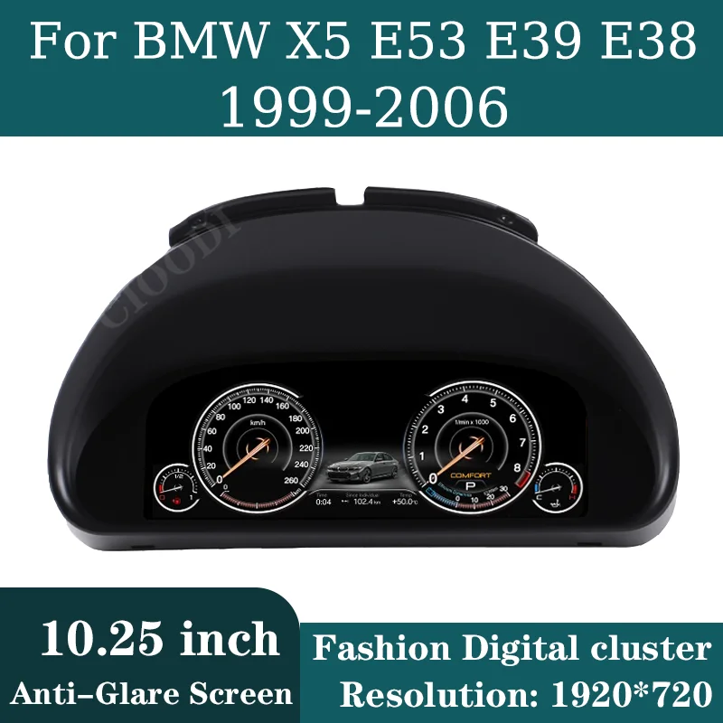 

10.25" LCD Digital Instrument Cluster For BMW 5 7 Series X5 E53 E39 E38 1999-2006 Virtual Cockpit Speedometer Counter Dashboard
