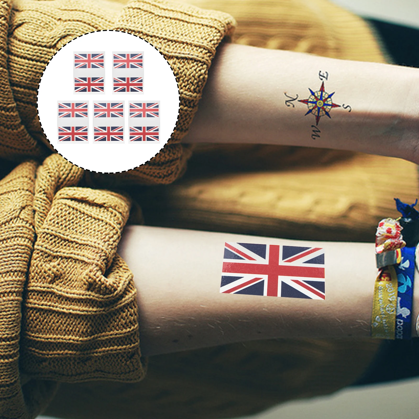 

5 Sets UK Flag Face Stickers Waterproof Temporary Tattoos National Sport Event Fan Supplies Decals Body Art Accessories