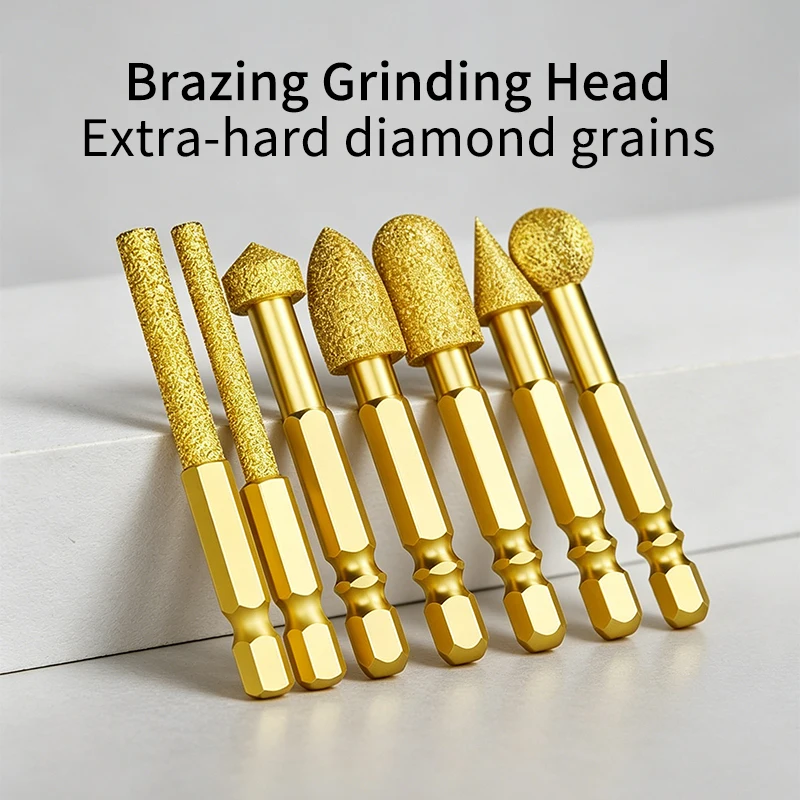 Diamond Chamfer Grinding Burr Brazed Step Pagoda Drill Hole Opener Tungsten Carbide Rotary File Set for Drilling Chamfering