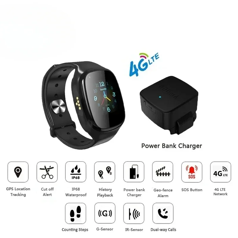 4G Tamper Proof GPS Tracker Bracelet Watch For Alzheimer Patience Elderly Caring Tracking Device