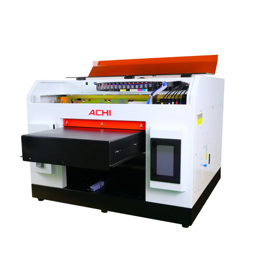 [US &EU STOCK] ACHI A3 UV Printer R1390 UV Flatbed Cylindrical A3 UV Printer for Glass Metal Wood Embossed Printer 5x500ML Ink