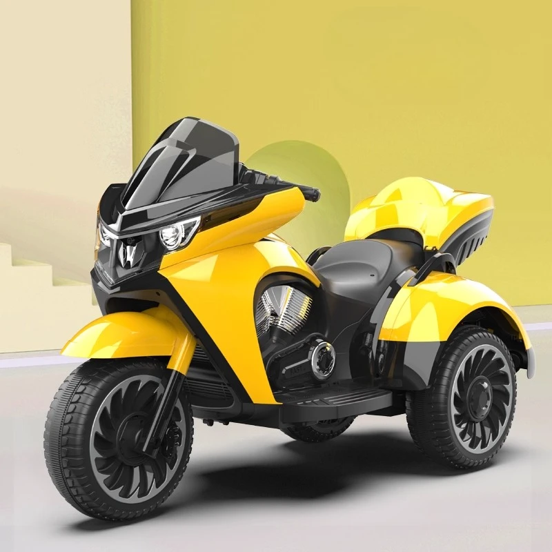 Children’s Electric Motorcycle Large Three-Wheel Ride-On Bike, Rechargeable Battery, Safe Axle Distance, Thickened Body