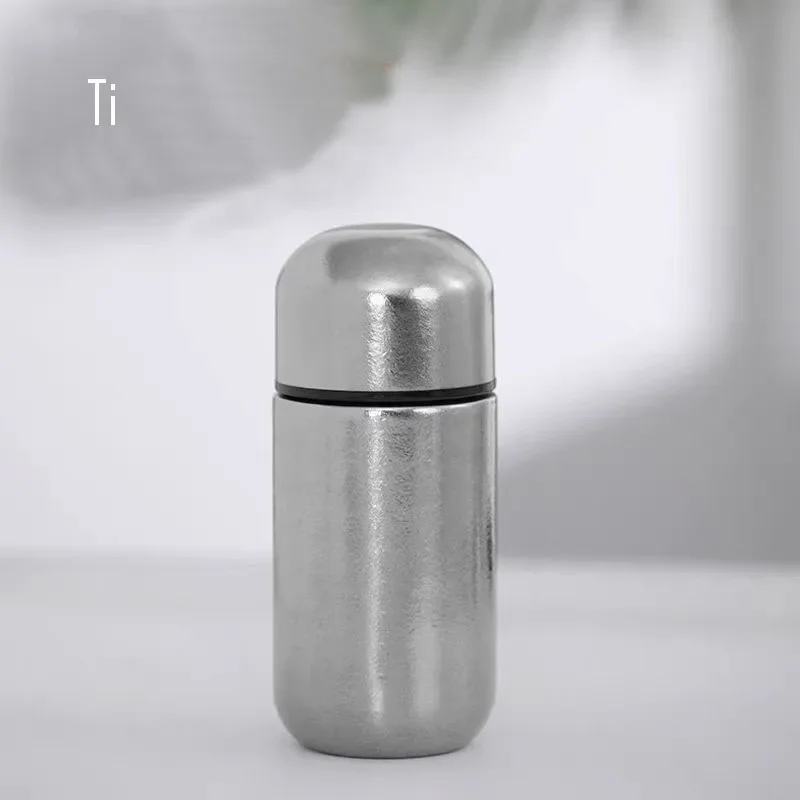 150ML Mini Pocket Thermos Cup,Double Layer Pure Titanium Vacuum Flasks,Accompanying Drinkware,Outdoor Capsule Small Water Bottle