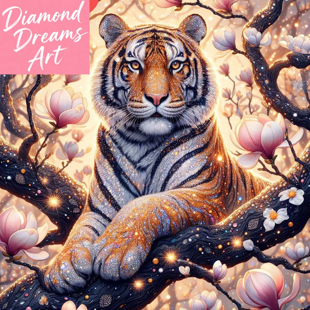 

Frameless, DIY Diamond Mosaic Tiger Full Square Round Diamond Painting Animal New 2024 Picture Of Rhinestones