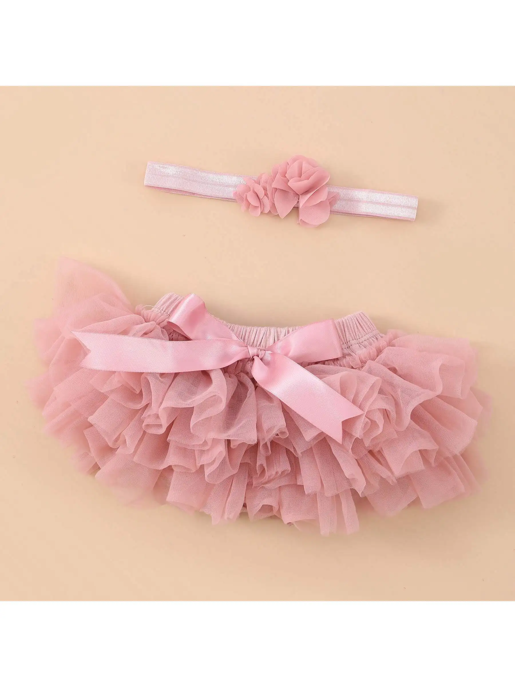 Baby Girls Tulle Tutu Bloomers Infant Newborn Diapers Cover Short Skirts Girls Red Chiffon Bloomer And Headband