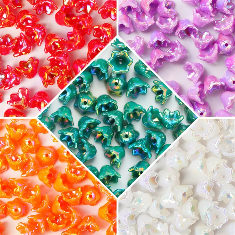 

50/100pcs Acrylic AB colored bell orchid bead loose bead handmade Diy bracelet necklace jewelry making accessories