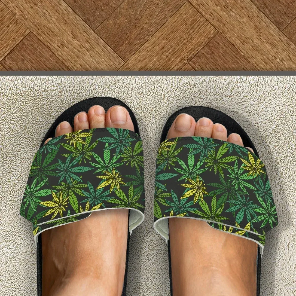 Custom Made Sublimation Print Fashion Magic Sticker Slippers Slides Sandals BZ53