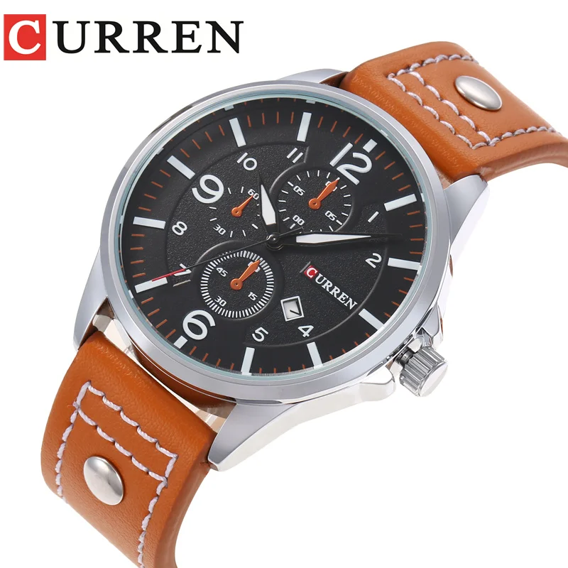 Curren 8164 PU Leather Band Watches For Men Date Fashion Army Military Quartz Mens Watch Sport Wristwatch Male Clock Reloje