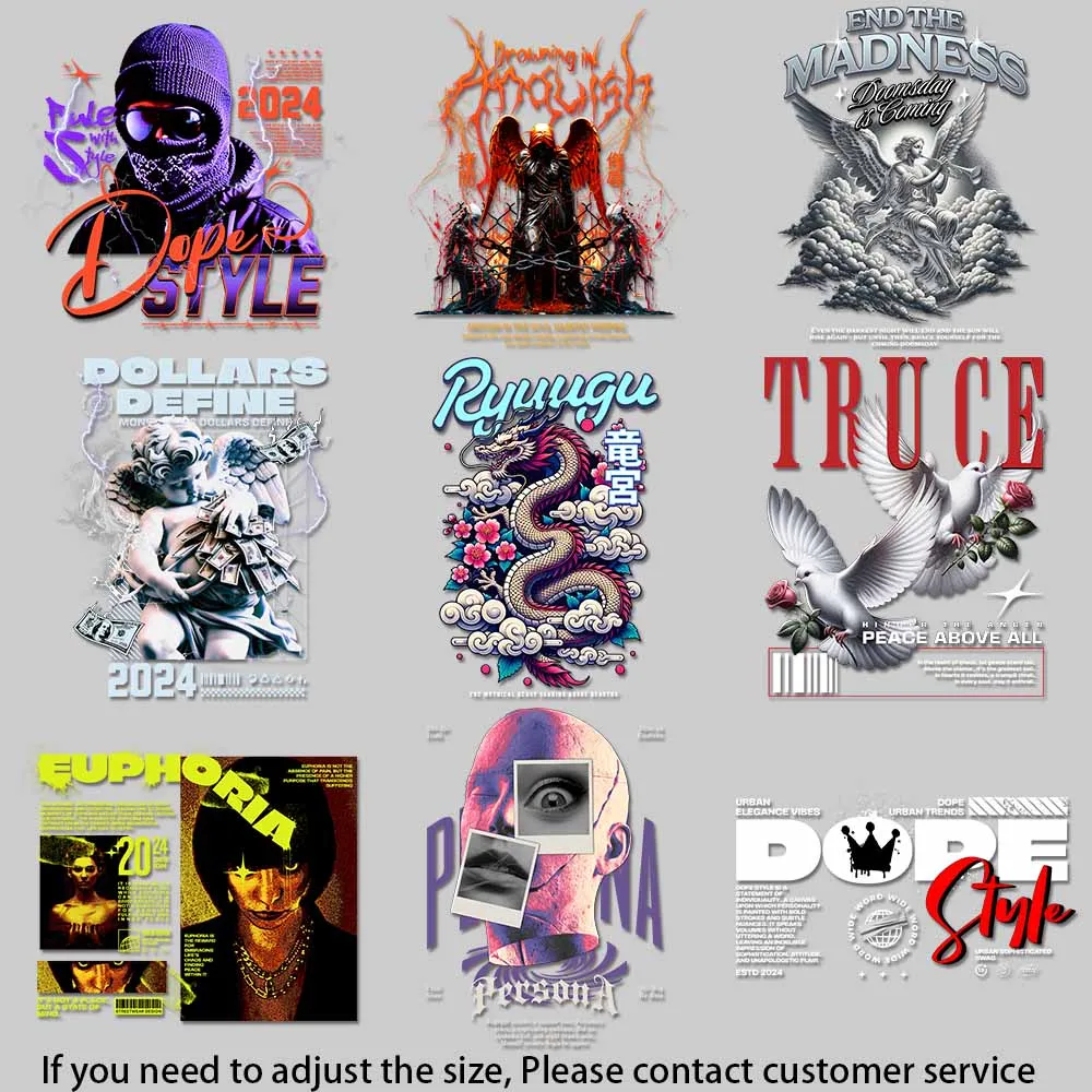 Custom Clothing Patches, Durable Iron-On Transfers, Street & Anime Styles for DIY Crafts  Quick - drying Heat Transfer