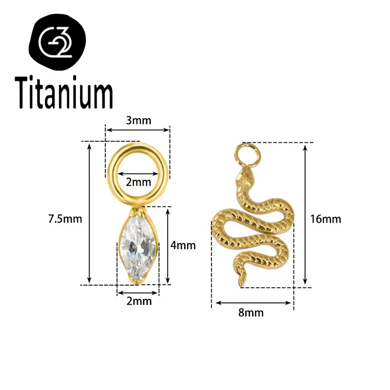 ASTM F136 Titanium Hanging pendant accessory 5A CZ Drape Suitable for earrings Nose Rings Cartilage Helix Studs Lobe Lip Jewelry