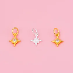 S925 Sterling Silver Micro-inset Zircon Accessory Small Shine Star Pendant Handmade diy jewelry bracelet necklace pendant